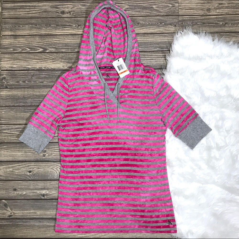 Calvin Klein | NEW Pink Tie Dye Gray Striped Top